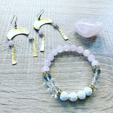 Load image into Gallery viewer, Clear Heart Mala Bracelet and Earring Set