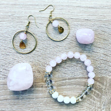 Load image into Gallery viewer, Clear Heart Mala Bracelet and Earring Set